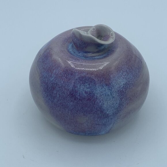 Monson Pottery Pomegranate  - Purple/Blue Glaze - Bolinas, CA - Handcrafted - Picture 3 of 5